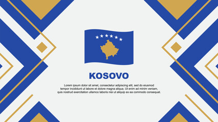 Kosovo Flag Abstract Background Design Template. Kosovo Independence Day Banner Wallpaper Vector Illustration. Kosovo Illustration