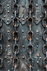 Close up of a metal door with a chain, suitable for security concepts