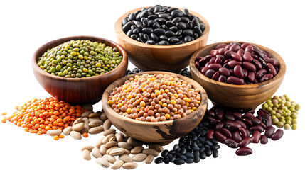 beans and lentils. isolated on white background. - obrazy, fototapety, plakaty