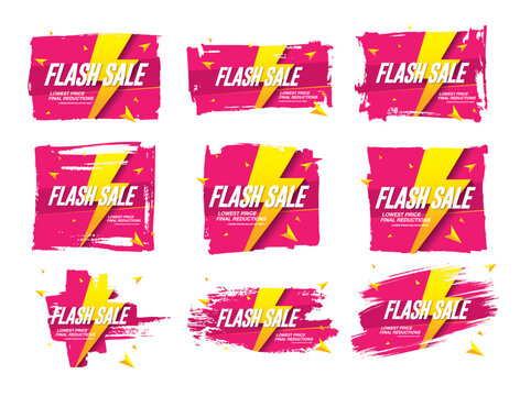 Set of Flash sale banners template design vector illustration