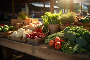 Farmers Market Stall and Fresh Produce in the concept of local food production
