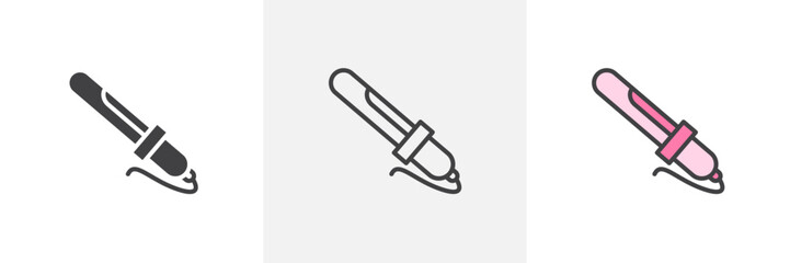 Hair Styling and Curling Tool Icons. Essentials for Modern Hair Care and Beauty.