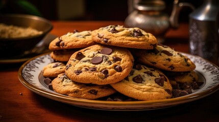 chocolate chip cookies on plate
