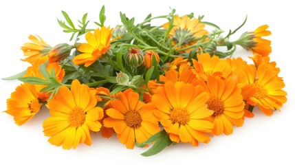 Bright orange flowers arranged neatly on a clean white background. Ideal for spring-themed designs