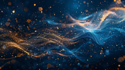: Abstract background with Dark blue and gold particle ( - obrazy, fototapety, plakaty