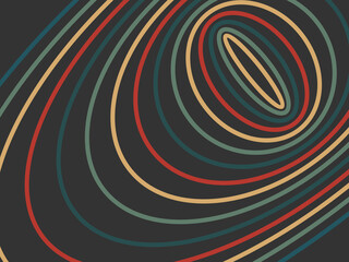 Psychedelic retro groove background. Colorful curved lines background.