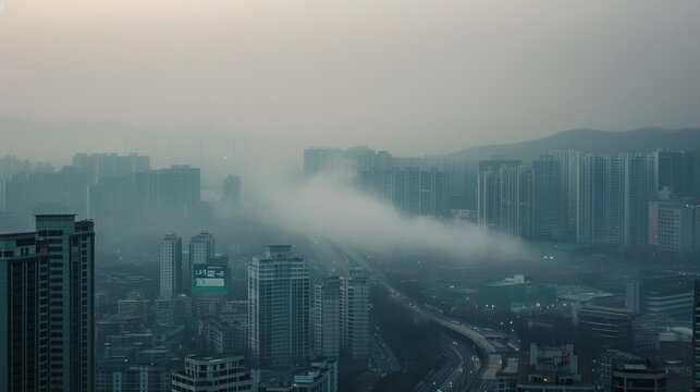 Urban tall buildings with air pollution