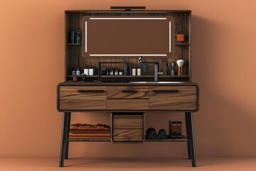 Masculine Dressing Table a masculine dressing table with dark wood finishes