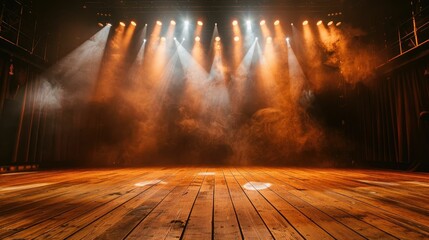 spotlight on an empty stage with anticipation in the air - obrazy, fototapety, plakaty