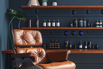 Gentleman Skincare Station a sophisticated skincare station with a leather upholstered chair