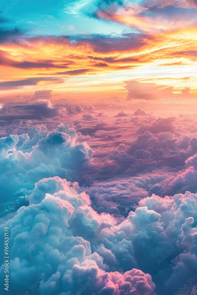Aufkleber a scenic view of the sky and clouds from an airplane. ideal for travel and aviation concepts