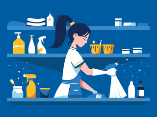 Cleaning services vector illustration. Professional Cleaning and Housekeeping Services - Hygiene, Maid, Sanitation, and More - 764537106