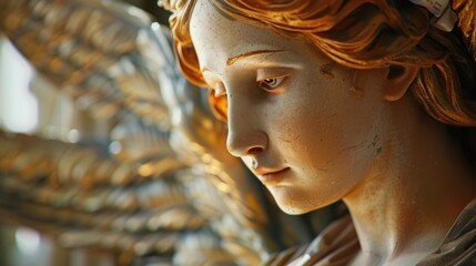 Close up of a beautiful angel statue, suitable for religious themes
