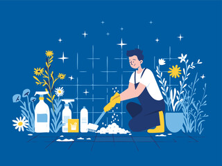 Cleaning services vector illustration. Professional Cleaning and Housekeeping Services - Hygiene, Maid, Sanitation, and More - 764537131