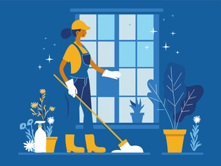 Cleaning services vector illustration. Professional Cleaning and Housekeeping Services - Hygiene, Maid, Sanitation, and More - 764537154