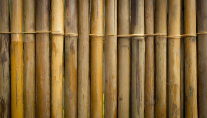 Fototapeta premium Nostalgic Nuance: Distressed Brown Tone Bamboo Fence Background