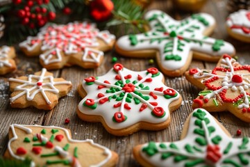 Obraz na płótnie Canvas Christmas cookies on wooden table