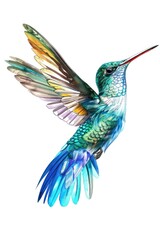 Obraz premium A vibrant hummingbird captured mid-flight. Ideal for nature and wildlife concepts