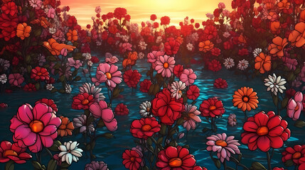 Obraz na płótnie Canvas Blooming flowers background