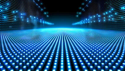 Obraz premium Futuristic Blue Design, Digital Space with Neon Lines and Dark Background