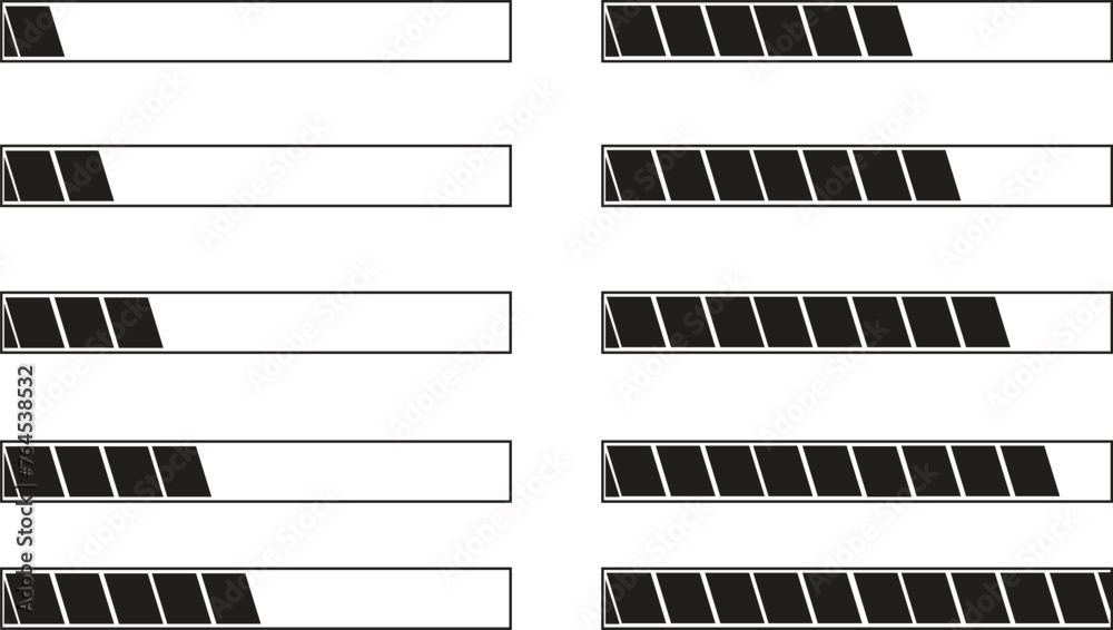 Fototapete set of loading bar progress icons in trendy flat styles. load sign black vectors illustration. syste