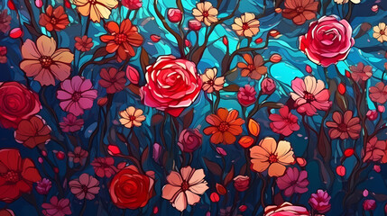 Blooming flowers background