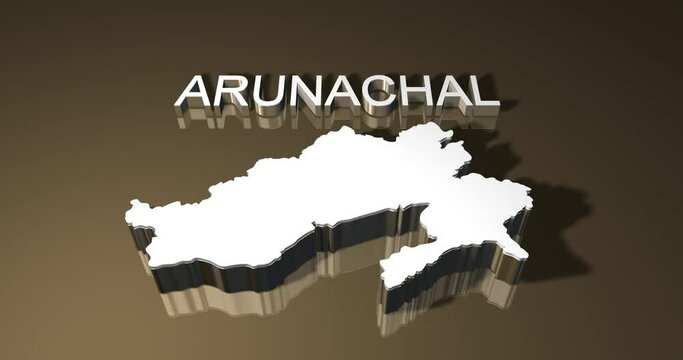 Map of Arunachal Pradesh Tilt Down Animation with Face White