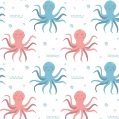 Papier Peint photo Vie marine Vector octopus pattern, cute seamless baby pattern