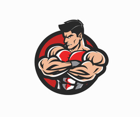 gym man logo design mascot