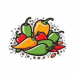Chili pepper hand-drawn illustration. Chili pepper. Vector doodle style cartoon illustration