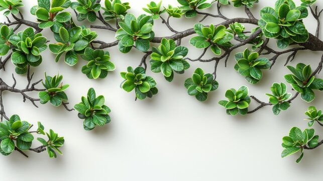  A tree with white background, green leaves, text/picture spot