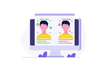 Deepfake, Deep face technology concept.  Vector illustration.