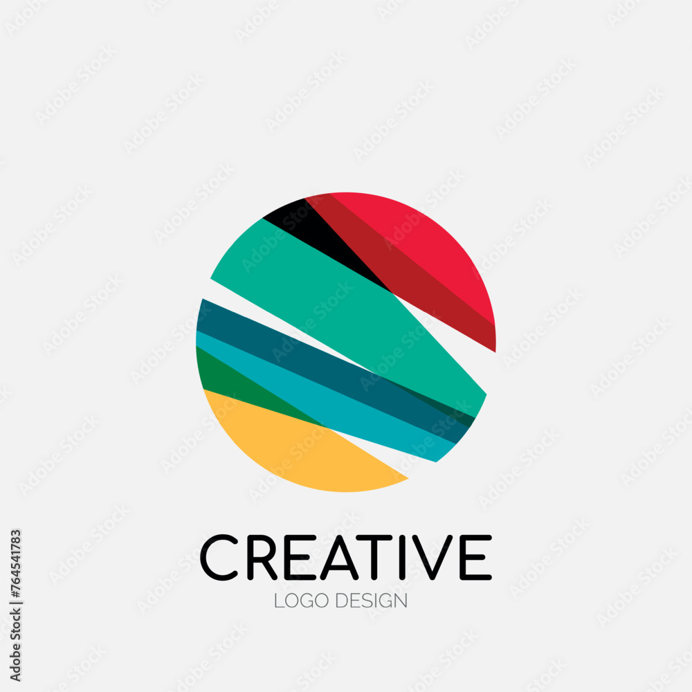 Poster Modern abstract logo design. Geometric vector art. Clean overlapping lines and abstract shapes. Perfect for modern brand