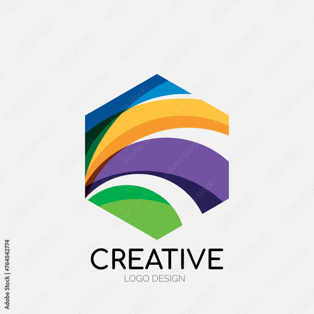 Poster Modern abstract logo design. Geometric vector art. Clean overlapping lines and abstract shapes. Perfect for modern brand