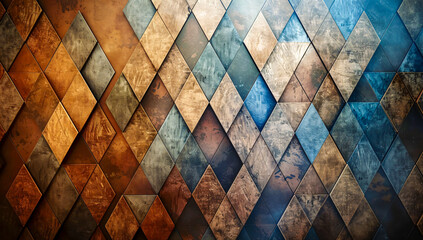 Vintage Patterned Background, Retro Geometric Shapes in Bright Colors - obrazy, fototapety, plakaty