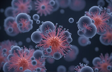 Background of dividing cells. virus 3D