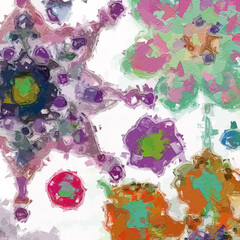 Oil painting and various flowers, tigers, watermelons, butterflies, lotus leaves, lotus flowers, Paisley leaves, Paisley beauty