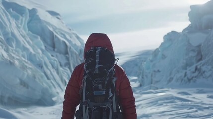 Trekking to glaciers to collect ice cores - obrazy, fototapety, plakaty