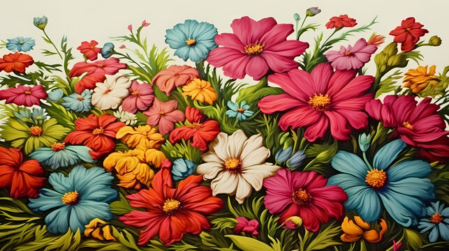 Colorful flowers background, season concept