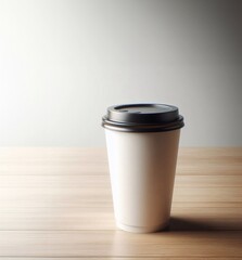 Takeaway coffee cup, morning cafe background, takeaway coffee cup mockup generative ai  art