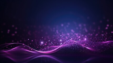 Obraz premium Digital purple particles wave and light abstract background with shining dots stars