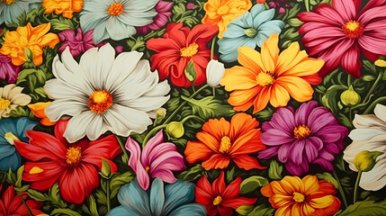 Colorful flowers background, season concept