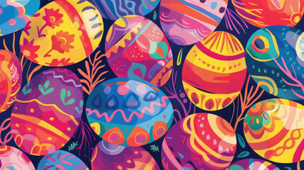 Fototapeta na wymiar Colorful illustration of decorated eggs