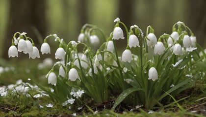 Obraz premium serene spring day in a lush forest, where the air is filled with the fresh scent of blooming flowers and the gentle chirping of birds