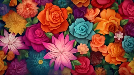 Schilderijen op glas Colorful flowers background, season concept © Derby