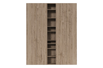 Wooden beige Modern cabinet isolated on white background. Furniture collection. Closet or wardrobe...
