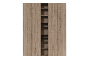 Wooden beige Modern cabinet isolated on white background. Furniture collection. Closet or wardrobe design element.