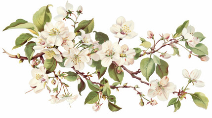 Spring Blossoms Clip Art - Delicate illustration of blooming flowers