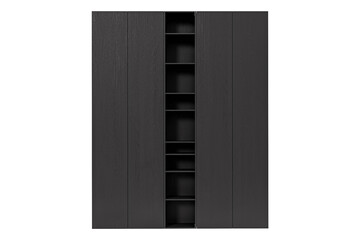 Wooden Black Modern cabinet isolated on white background. Furniture collection. Closet or wardrobe design element. 