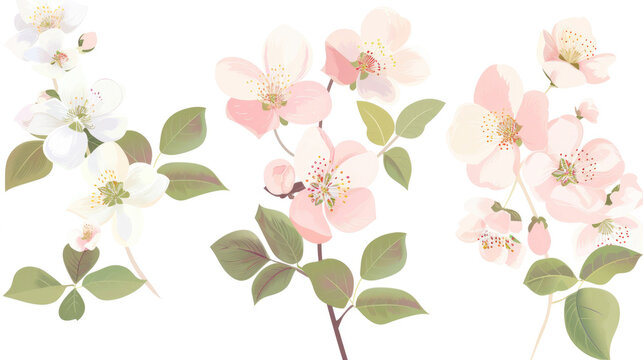 Spring Blossoms Clip Art - Delicate illustration of blooming flowers